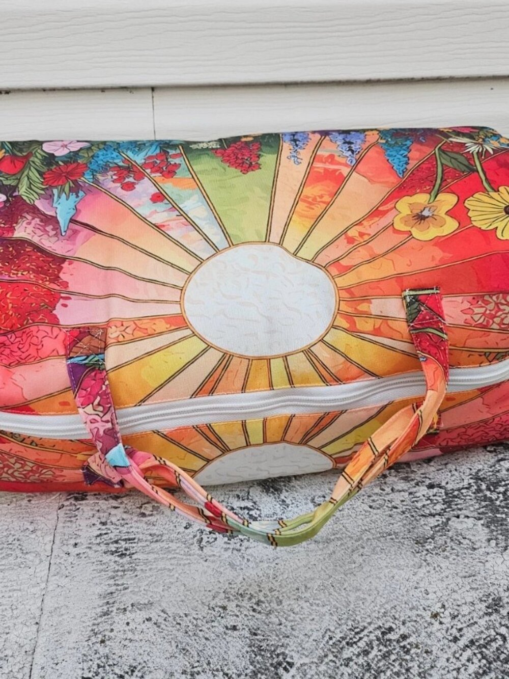 Fashion Duffle Bag Fabric Floral Print Color Ful Sun Flowers Sunny Bag - Picture 2 of 11